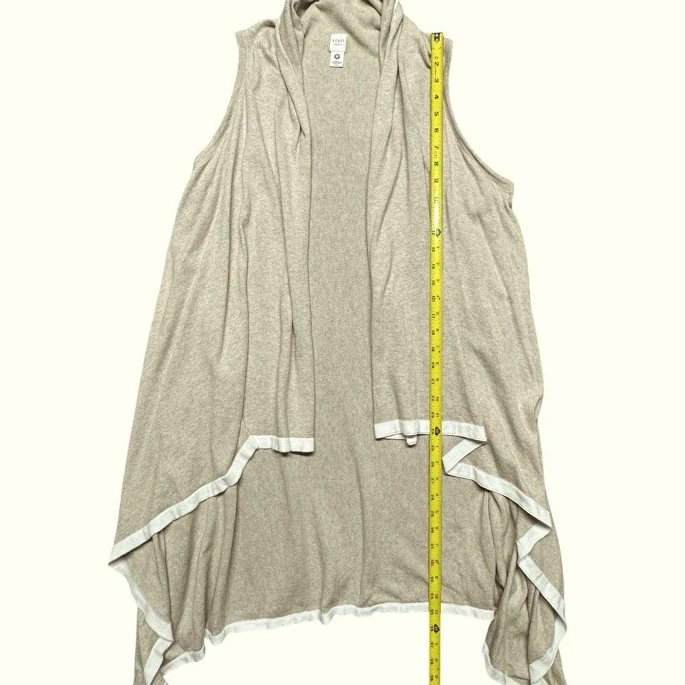 Zestt Organic Cotton Knit Open Front Long Cardigan Beige White One‎ Size Duster